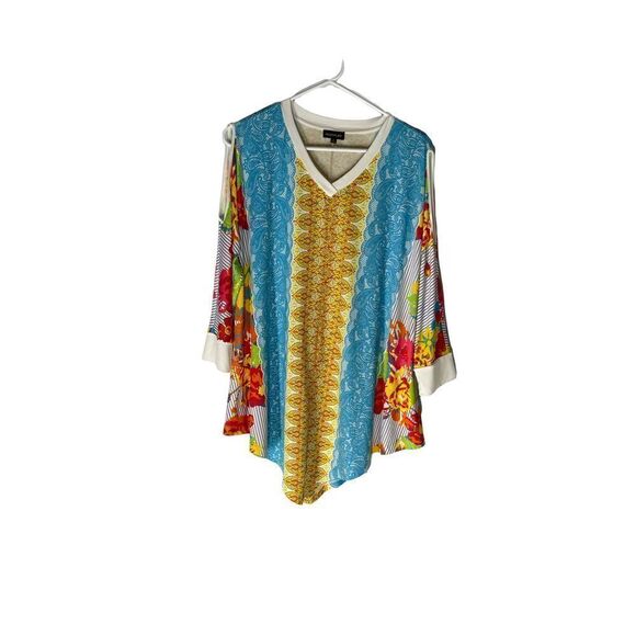 Women’s Artsy Cold Shoulder Asymmetrical Tunic With Pockets Size Large - Picture 1 of 6